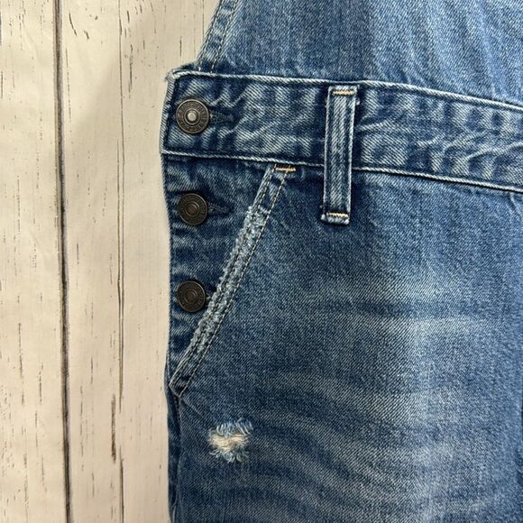 Abercrombie & Fitch Distressed Denim Overalls Womens S Vintage Casual Cool Y2K - Picture 9 of 15